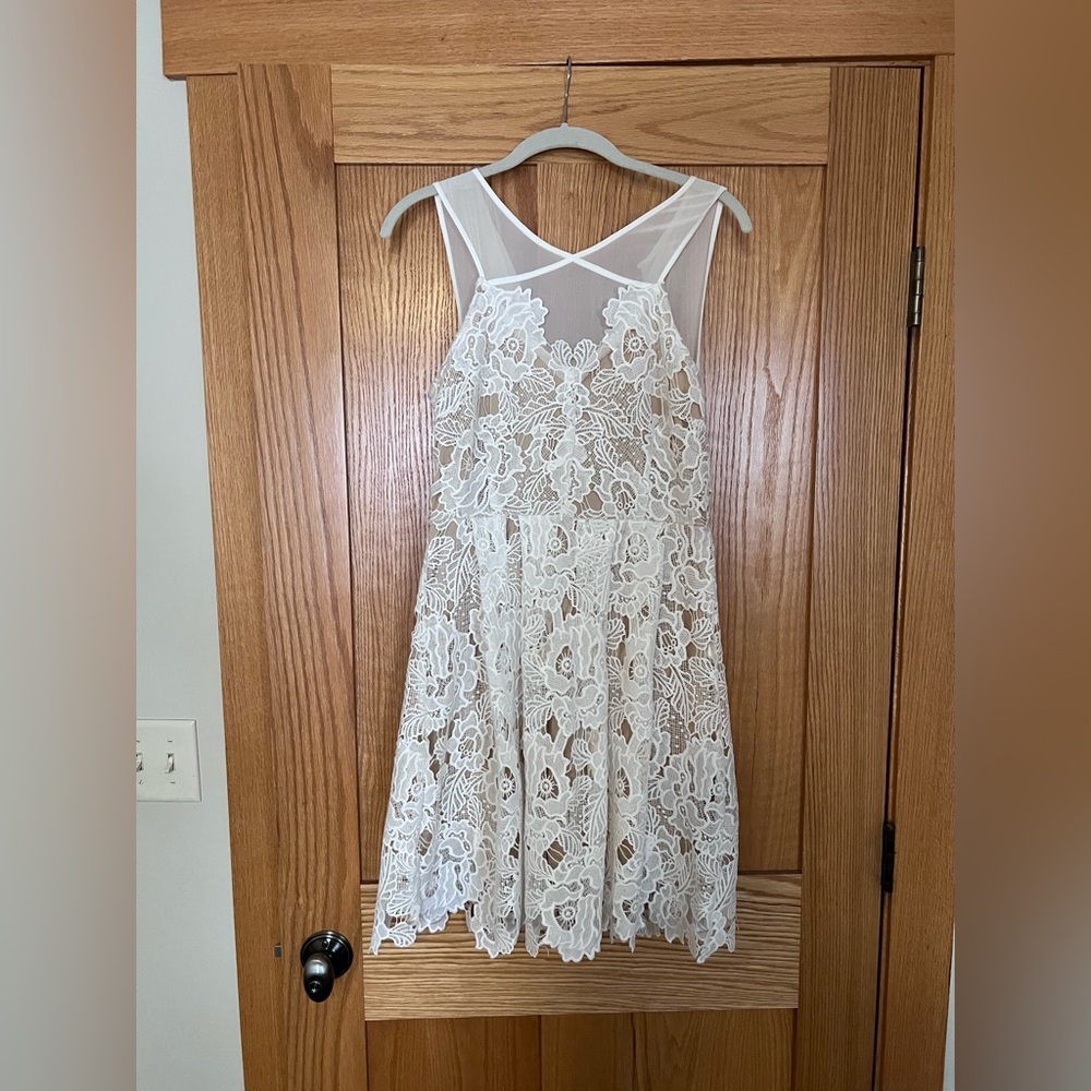Francesca's White Floral Lace Mini Dress